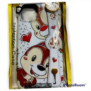 Cute chip and dale iPhone 12 prom max phone case with Mickey Mouse lanyard